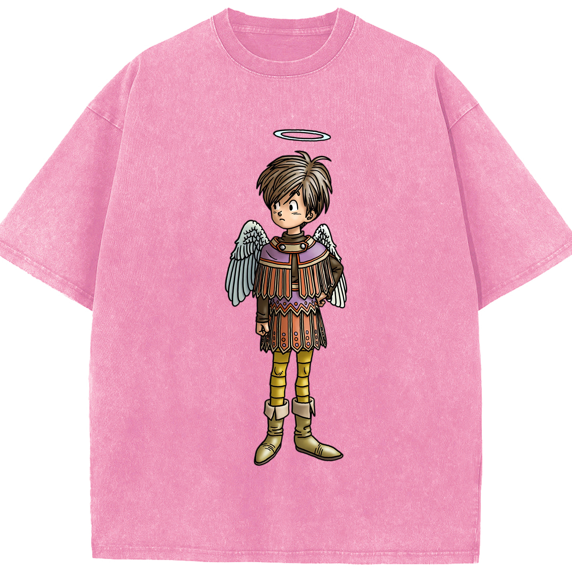 （画像用） ドラゴンクエスト Doragon Kuesuto Dragon Quest 綿100% ヴィンテージ風 半袖Tシャツ（フロントプリント）